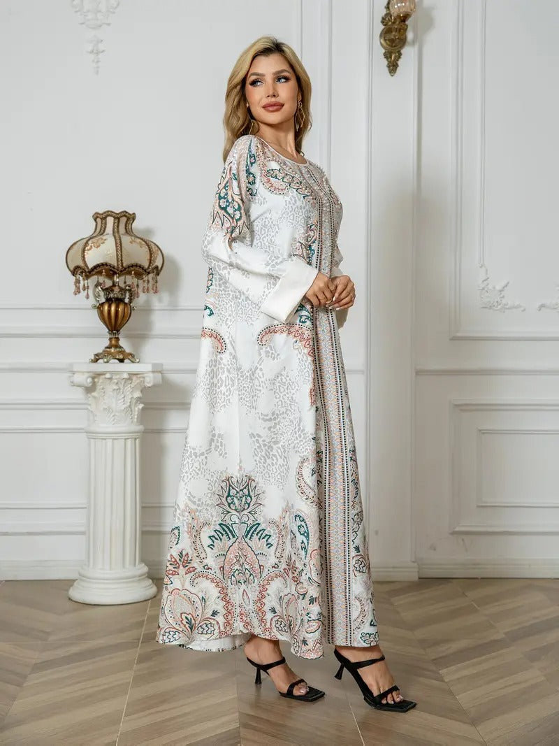 Robe Longue Caftan Léopard Femme – Élégance et Confort Bohème