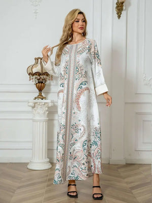 Robe Longue Caftan Léopard Femme – Élégance et Confort Bohème
