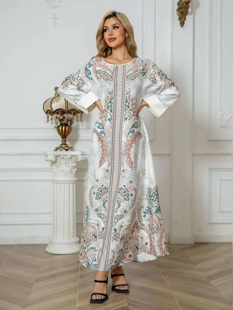 Robe Longue Caftan Léopard Femme – Élégance et Confort Bohème