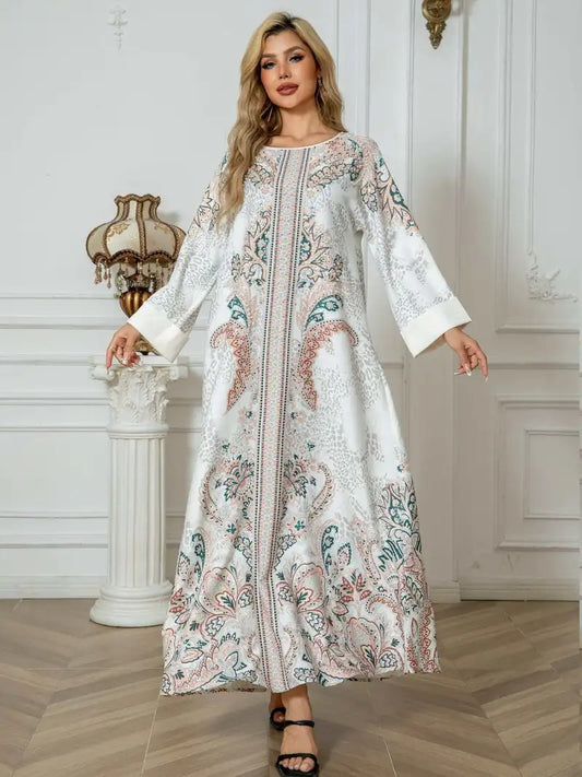 Robe Longue Caftan Léopard Femme – Élégance et Confort Bohème